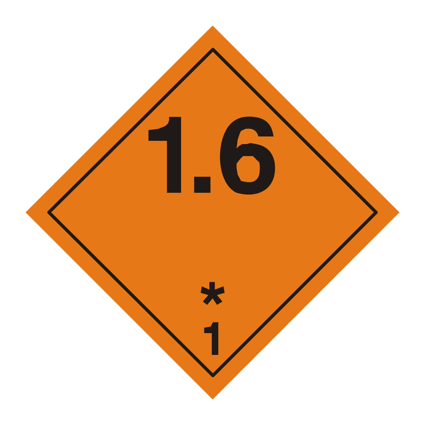 Giese-GEF Gefahrgutetikett Klasse 1.6 (Extrem unempfindliche Gegenstände), 100 x 100 mm, Haftfolie, Rolle à 1.000 Stk.