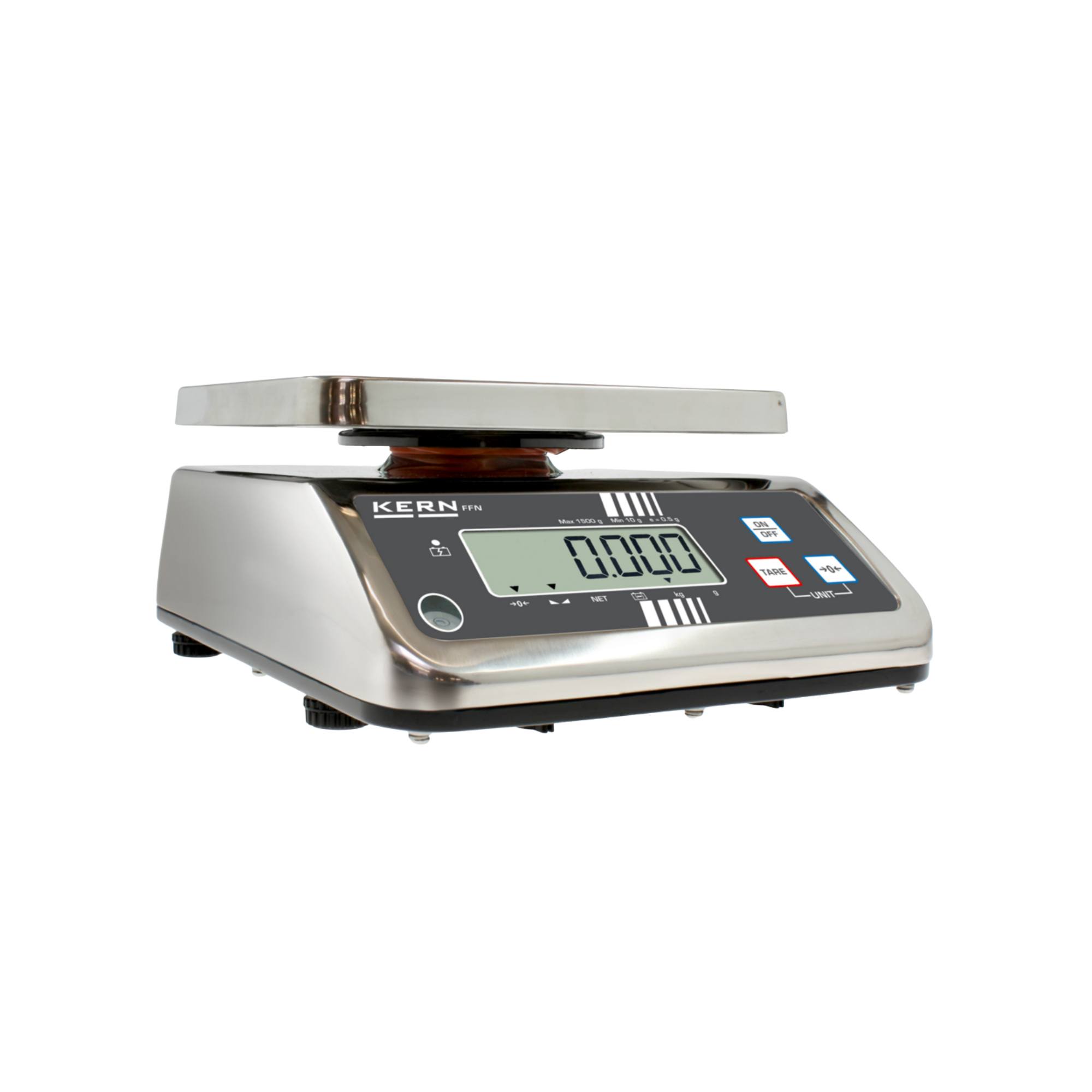 KERN IP-geschützte Tischwaage FFN 6K1IPN, Edelstahl, IP65, Wägebereich 6 kg