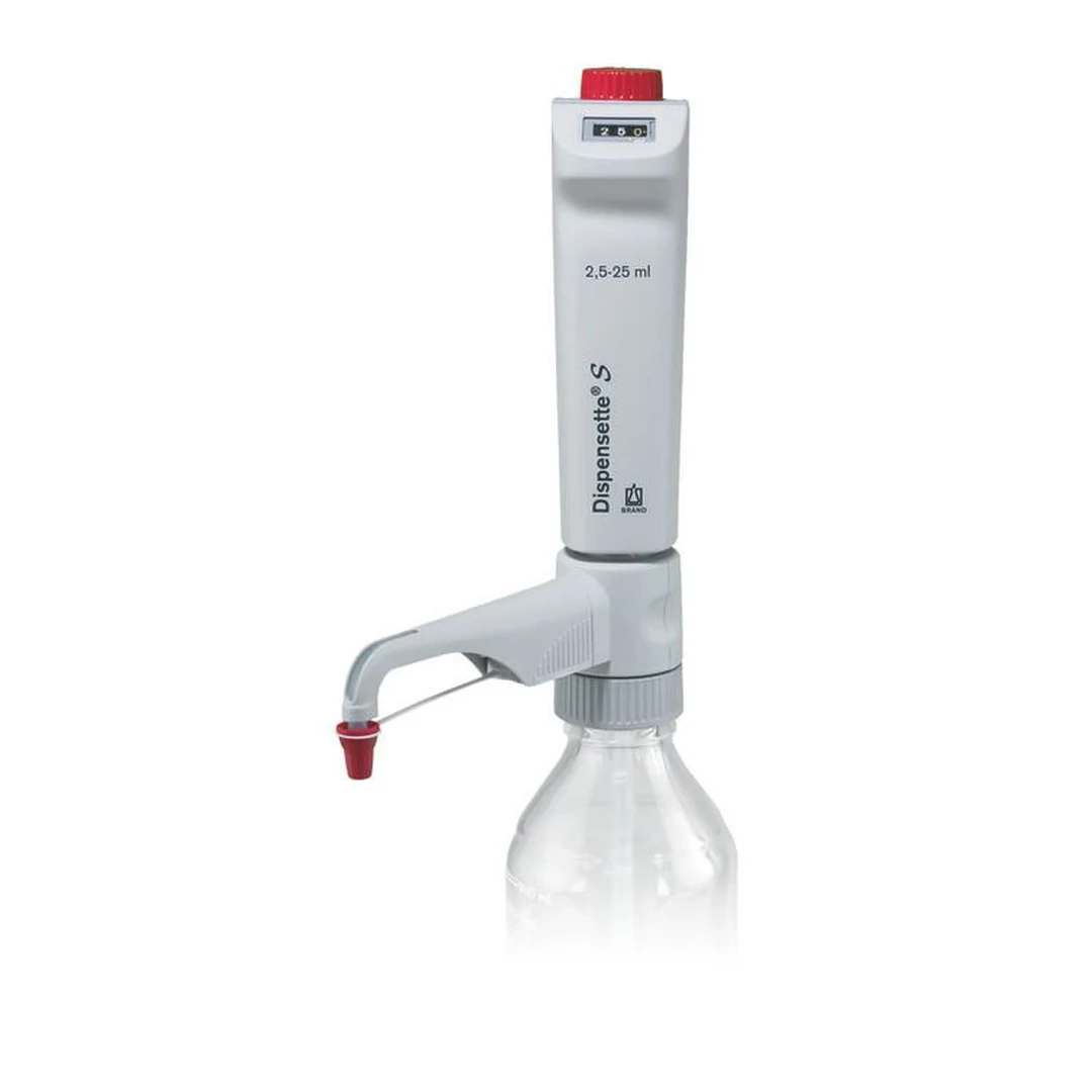 Brand Dispensette S Flaschenaufsatz-Dispenser, Digital, 2,5-25 ml, ohne Rückdosierventil, DE-M, 4600350, Produktansicht Brand
