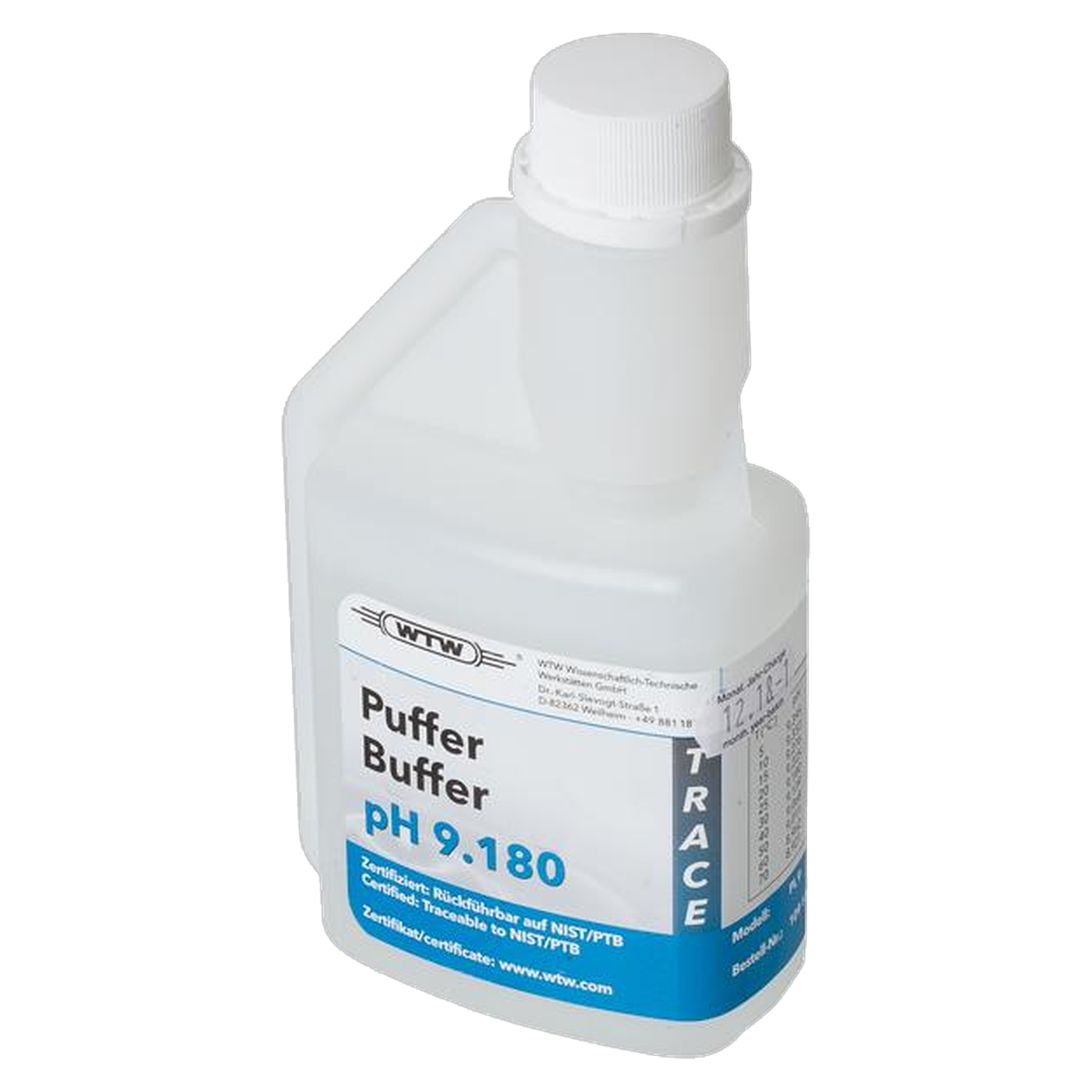 WTW Standard (DIN/NIST) Pufferlösung PL 9, pH 9,180/9,18, PTB/NIST-rückführbare Kalibrierlösung nach DIN 19266-01:2000, ± 0,02 pH, 250 ml