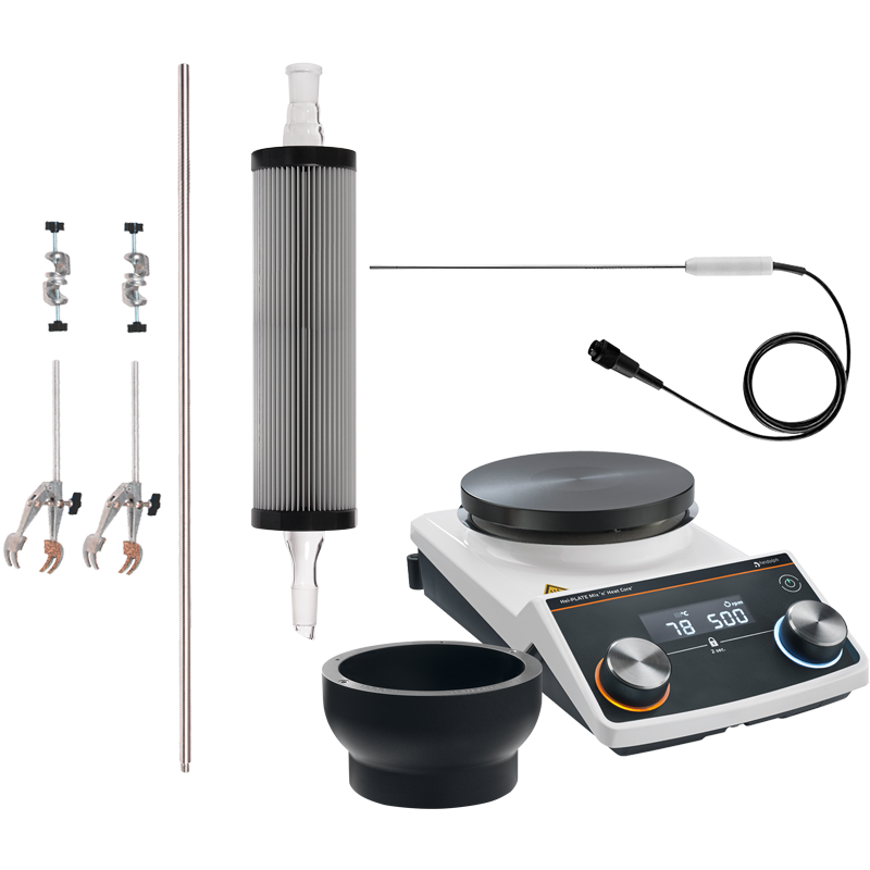 Heidolph Hei-PLATE Reflux Paket Core+ Magnetrührer-Set, Ø145 mm, mit Findenser und Heat-On, 506-21156-00, Produktansicht