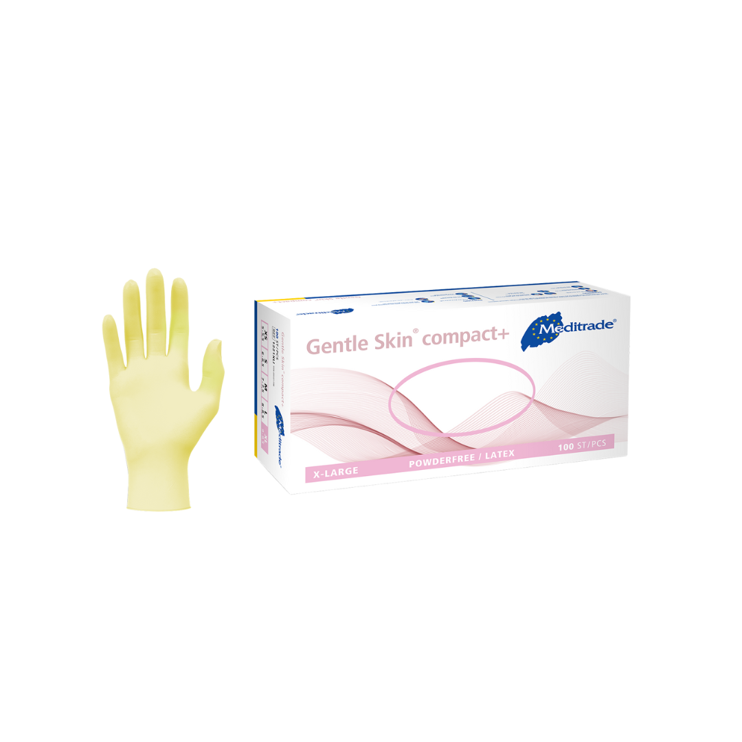 Meditrade Gentle Skin compact+ Latexhandschuhe, puderfrei, 100 Stk. - M, 1221MI