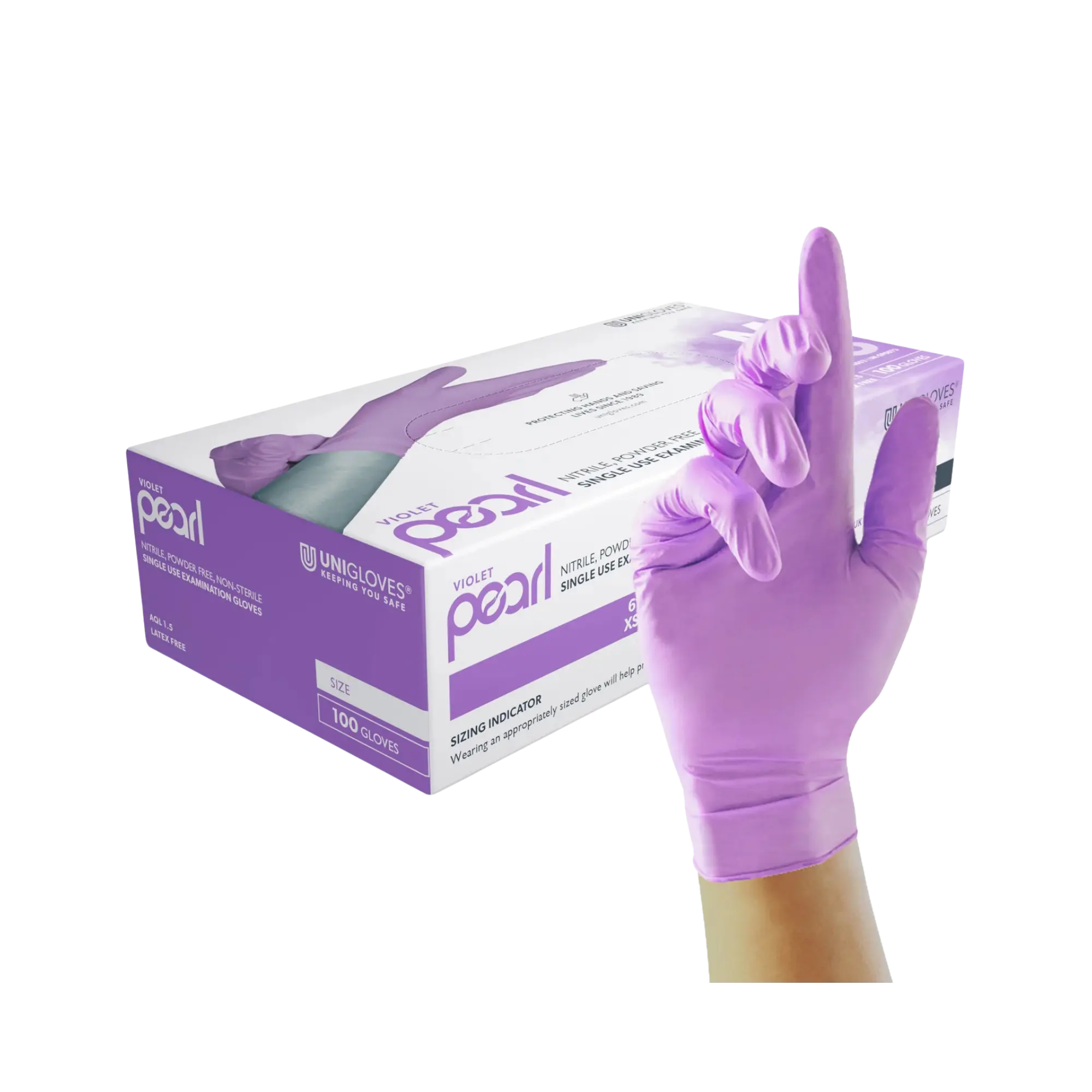 Unigloves Violet Pearl Nitrilhandschuhe, Violett, Puderfrei, Größe XL, GP0075