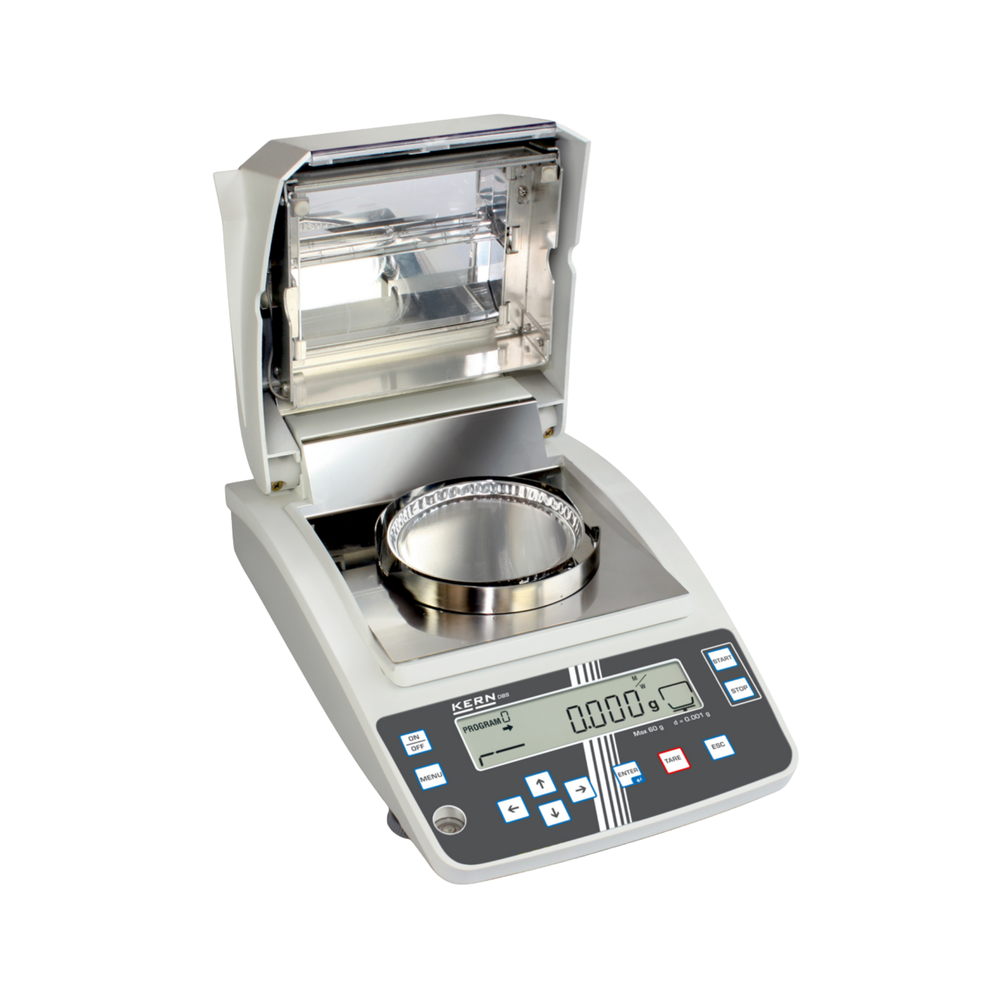 KERN DBS 60-3 Halogen-Feuchtebestimmer, 60 g / 0,001 g (0,01 %), Grafik-Display