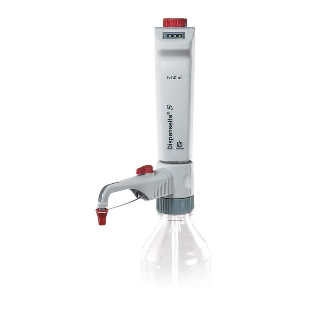 Brand Dispensette S Flaschenaufsatz-Dispenser, Digital, 5-50 ml, mit Rückdosierventil, DE-M, 4600361, Produktansicht Brand