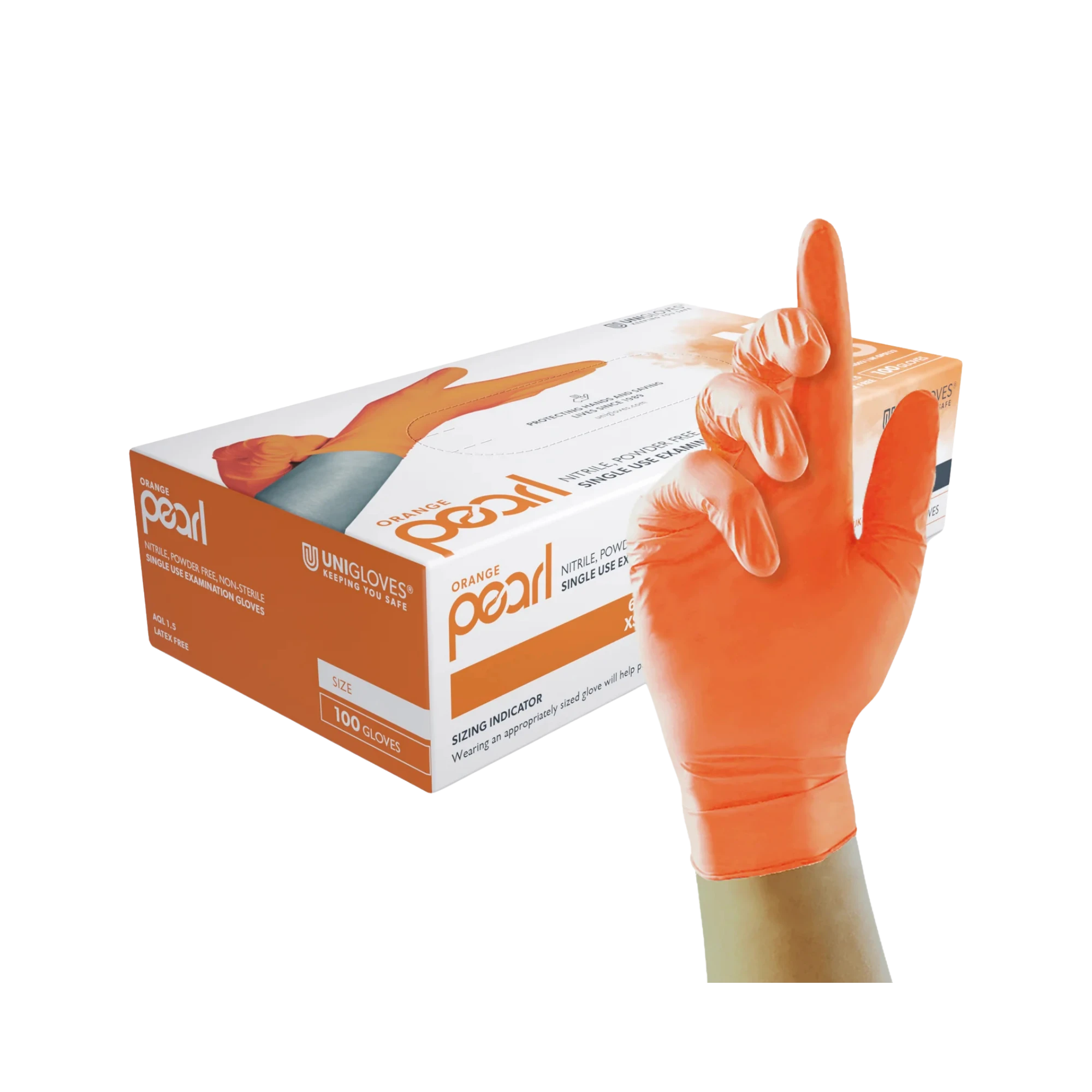 Unigloves Orange Pearl Nitrilhandschuhe, Orange, Puderfrei, Größe XS, GP0131