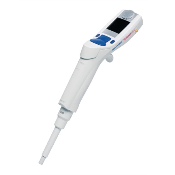 Eppendorf Pipette Xplorer Plus, Einkanal, 50-1000 µL, Multifunktionswippe blau für Pipettenspitzen 1000 µL, 4861000732
