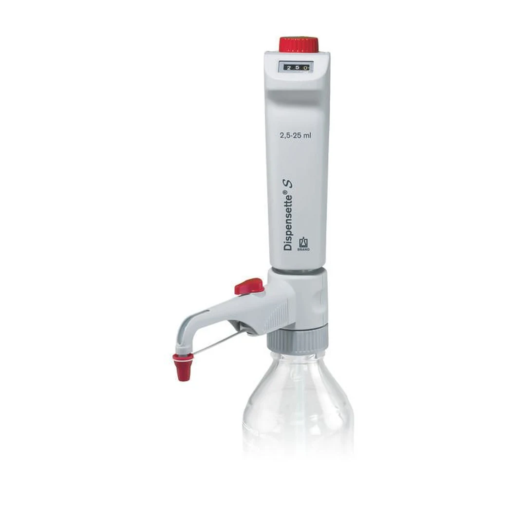 Brand Dispensette S Flaschenaufsatz-Dispenser, Digital, 2,5-25 ml, mit Rückdosierventil, DE-M, 4600351, Produktansicht Brand