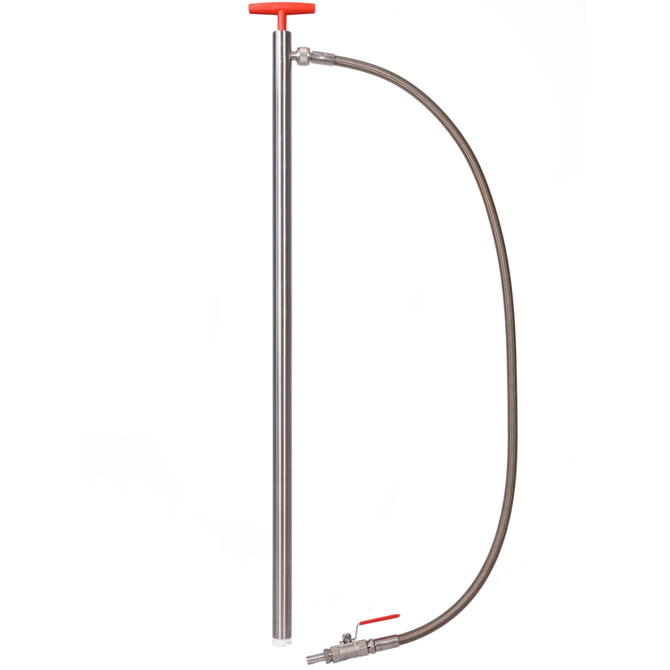 Bürkle Fasspumpe Edelstahl mit Schlauch und Hahn, 91 cm Eintauchtiefe, für Fässer bis 220 l, 5601-0801