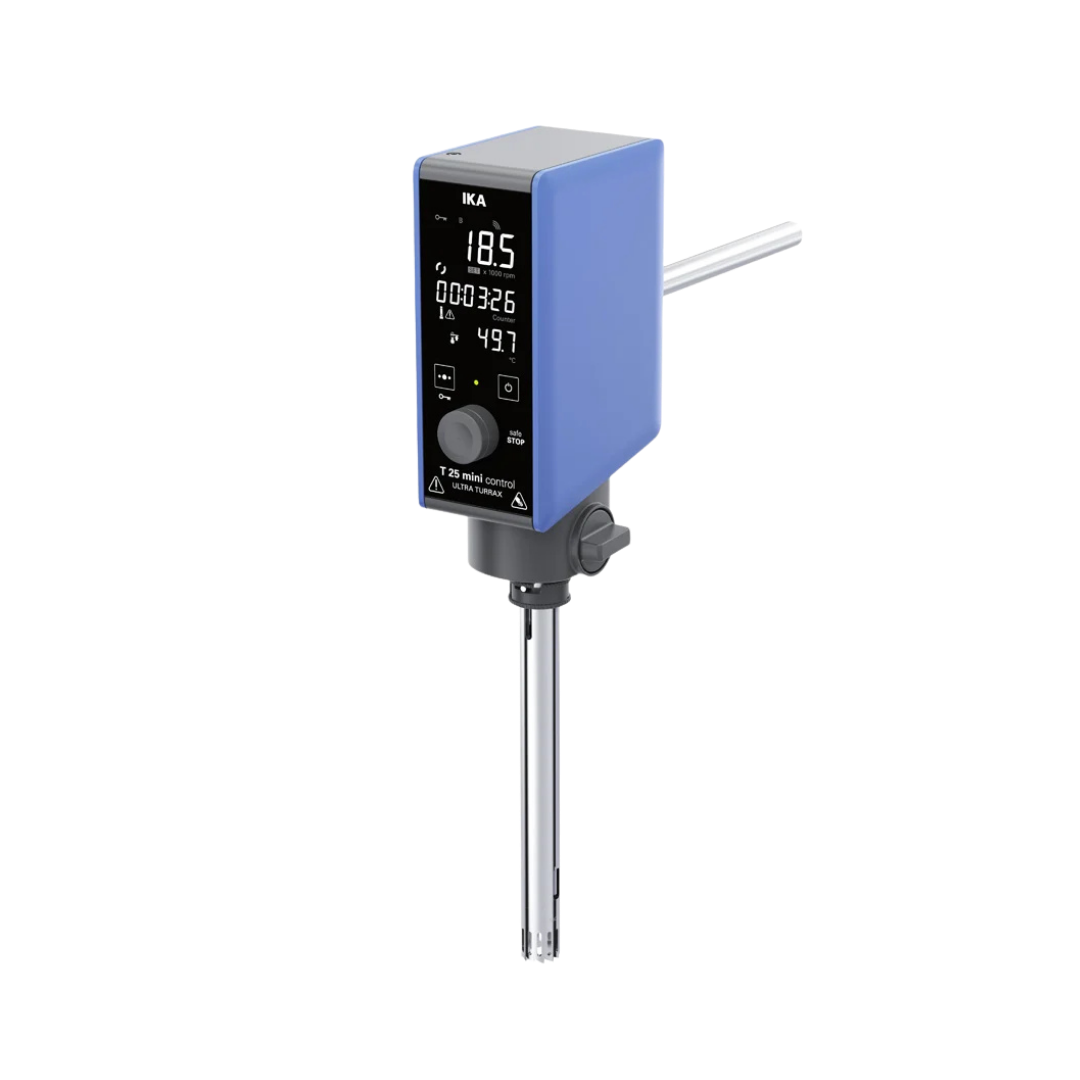 IKA T 25 mini control ULTRA-TURRAX Dispergierer, 1 bis 1.500 ml, 600 bis 25.000 rpm, mit Temperaturmessung, 0025006650, Produktansicht
