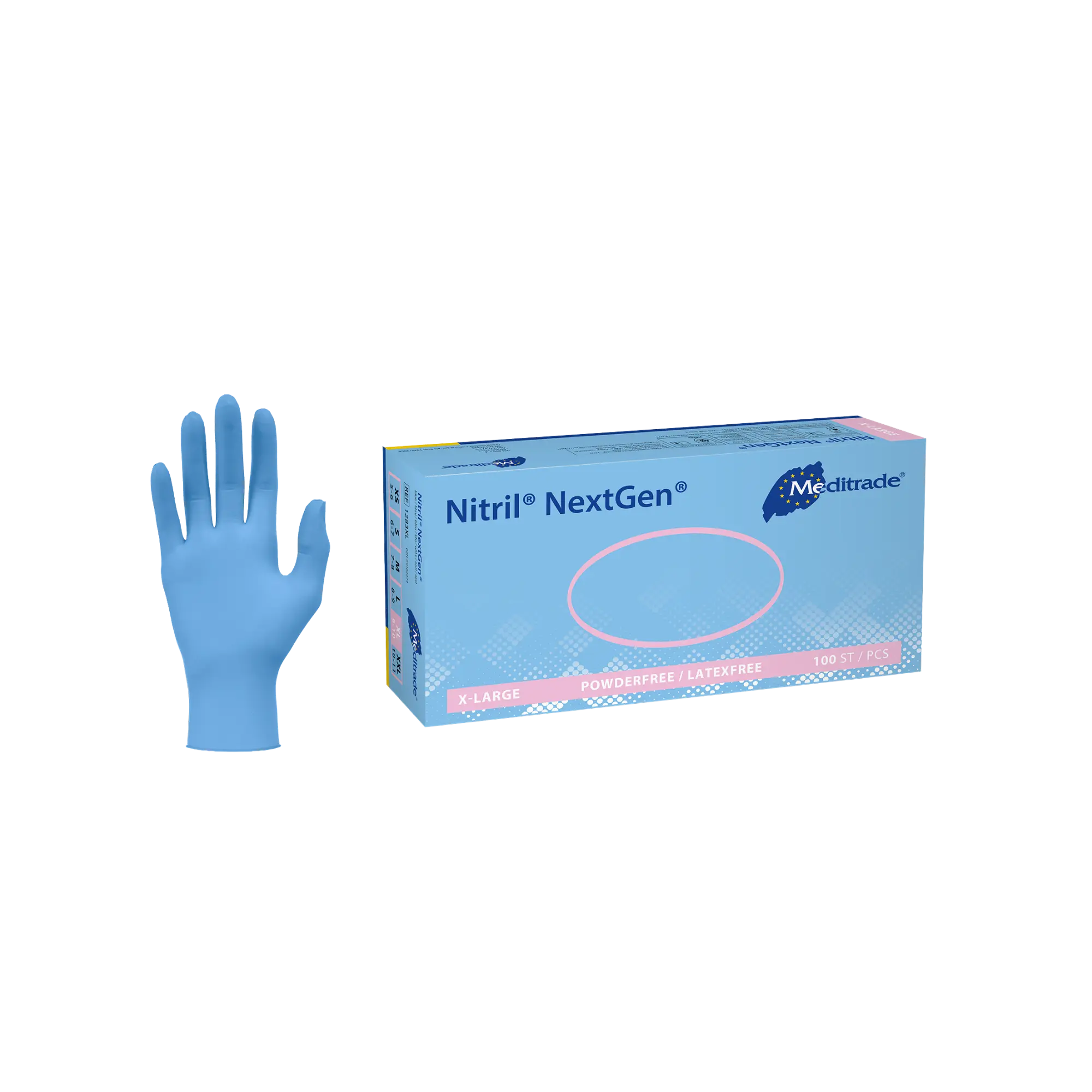 Meditrade Nitril NextGen Untersuchungshandschuhe, blau, 100 Stk., Größe L, 1283L