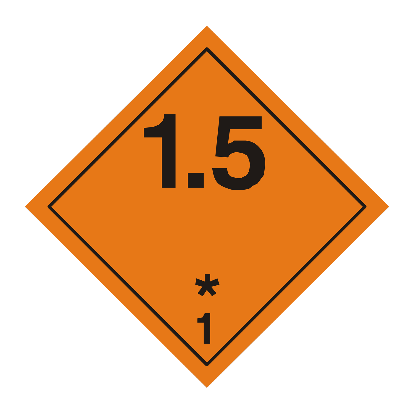 Giese-GEF Gefahrgutetikett Klasse 1.5 (Sehr unempfindliche massenexplosionsfähige Stoffe), 100 x 100 mm, Haftfolie, Rolle à 1.000 Stk.