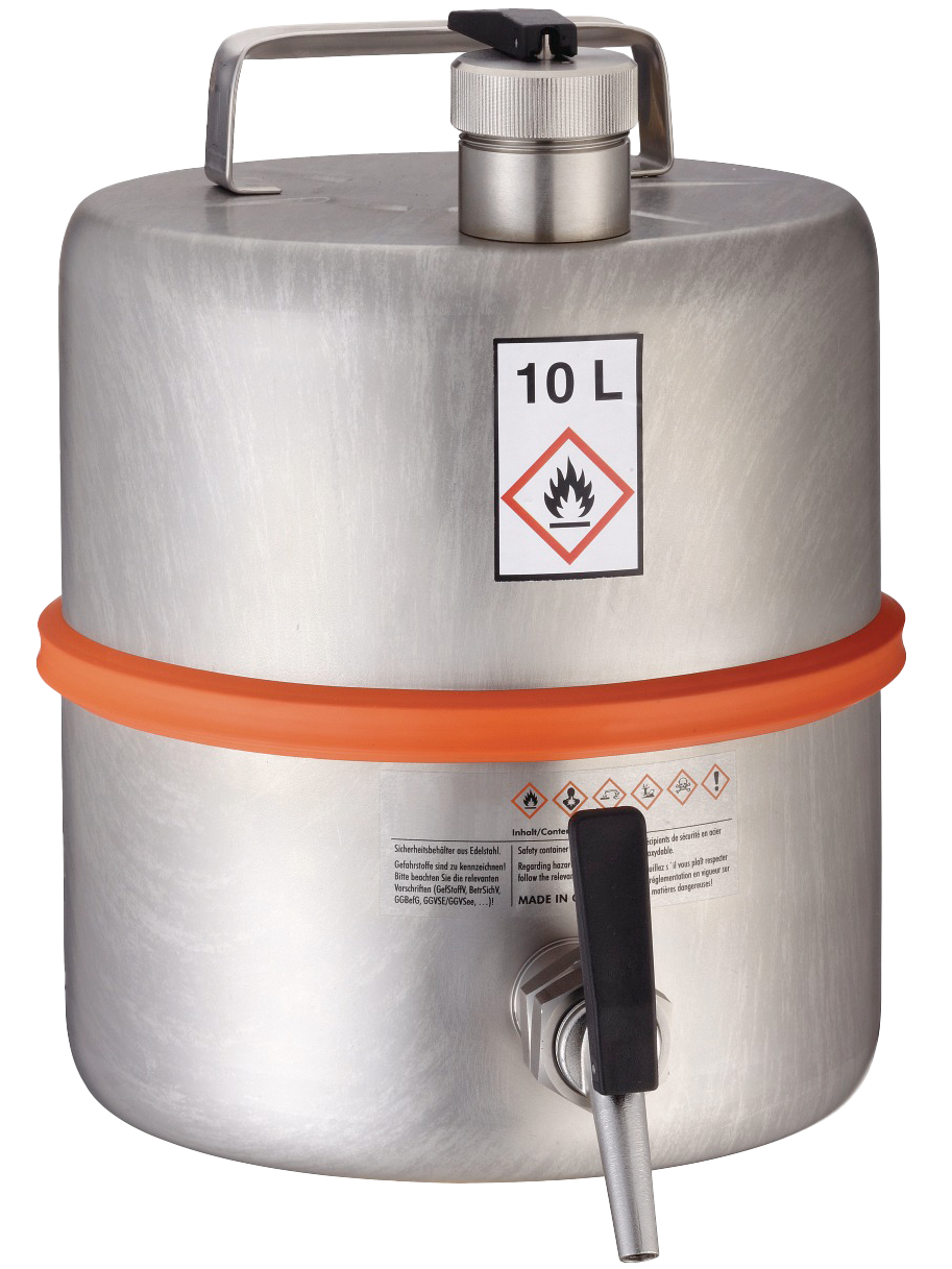 Bürkle Sicherheitsbehälter Edelstahl, Zapfhahn, 10 bis 25 l, Produktansicht