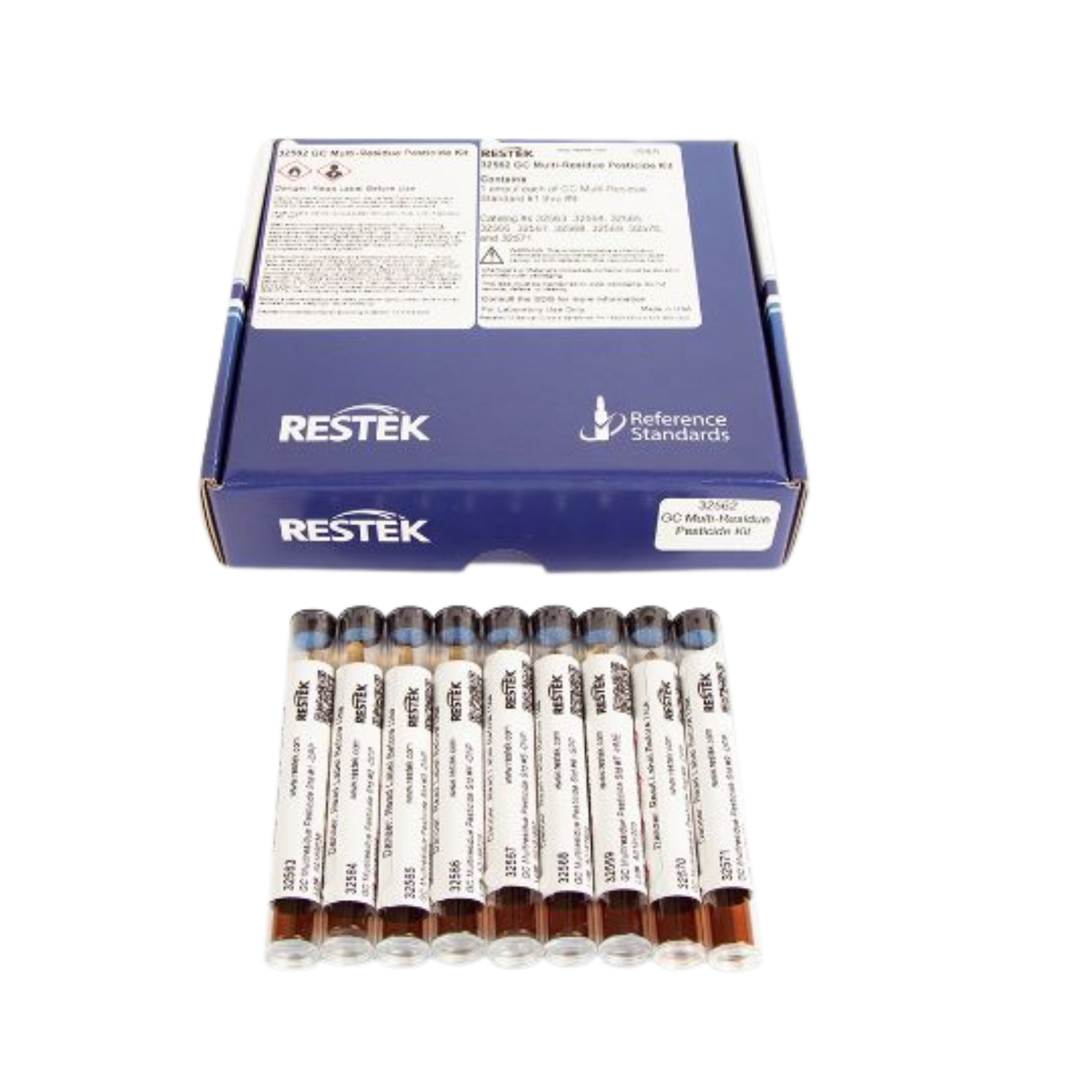 Restek GC Multiresidue Pesticide Standard Kit, Multipestizid-Referenzstandard-Set (9 Ampullen), 32562