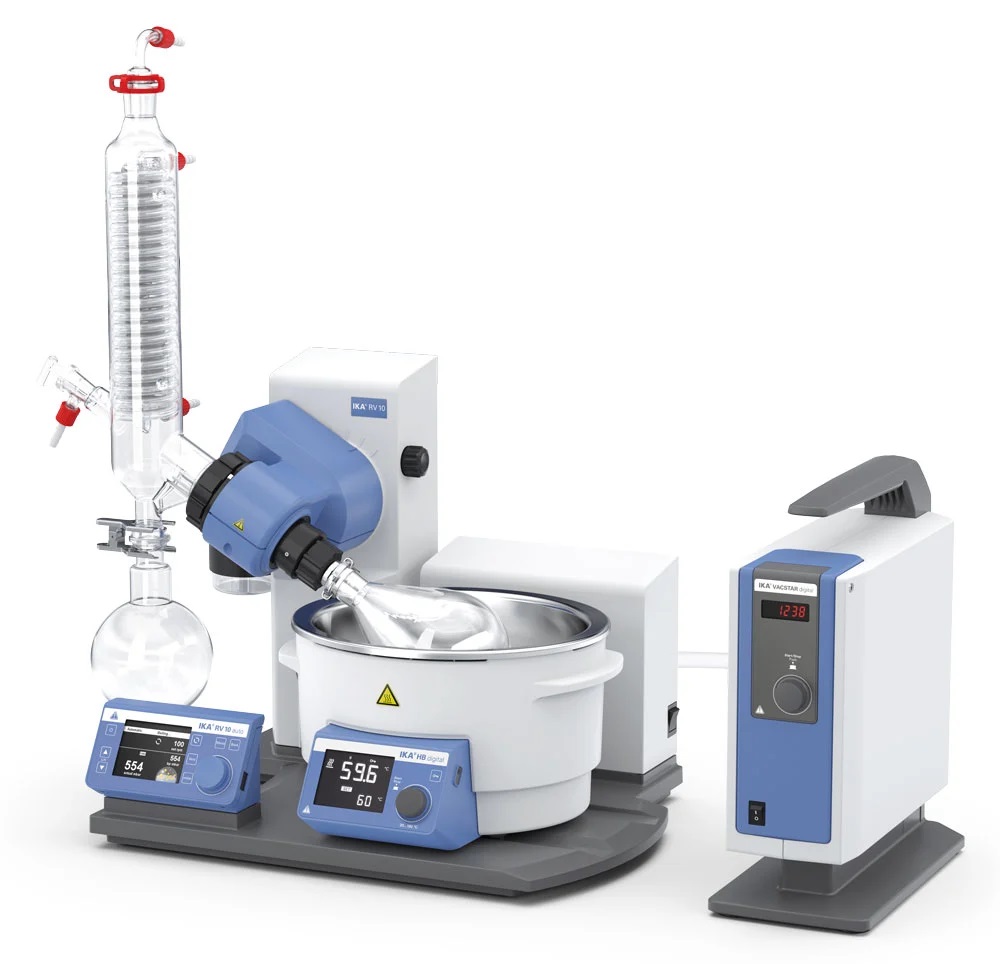 IKA RV 10 auto pro V Rotationsverdampfer, Vertikalkühler, Heizbad HB 10, bis 300 rpm