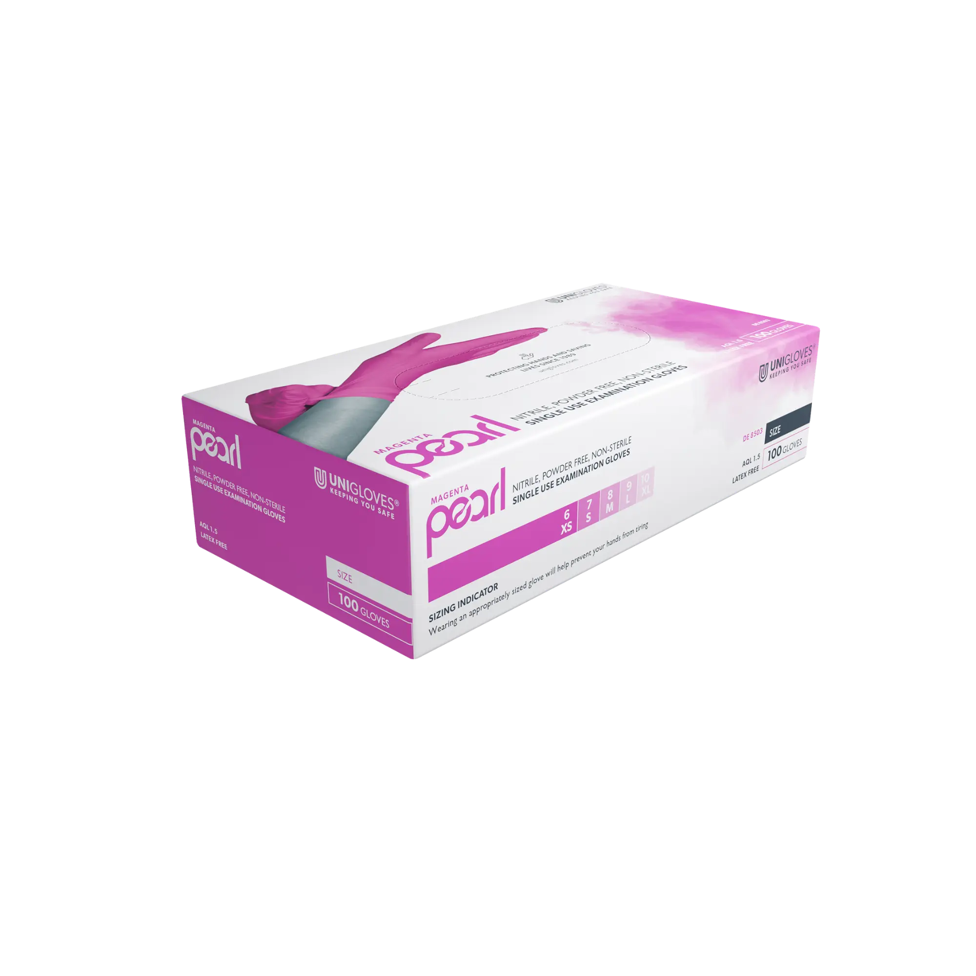 Unigloves Magenta Pearl Nitrilhandschuhe, Magenta, Puderfrei, Größe S, GP8502