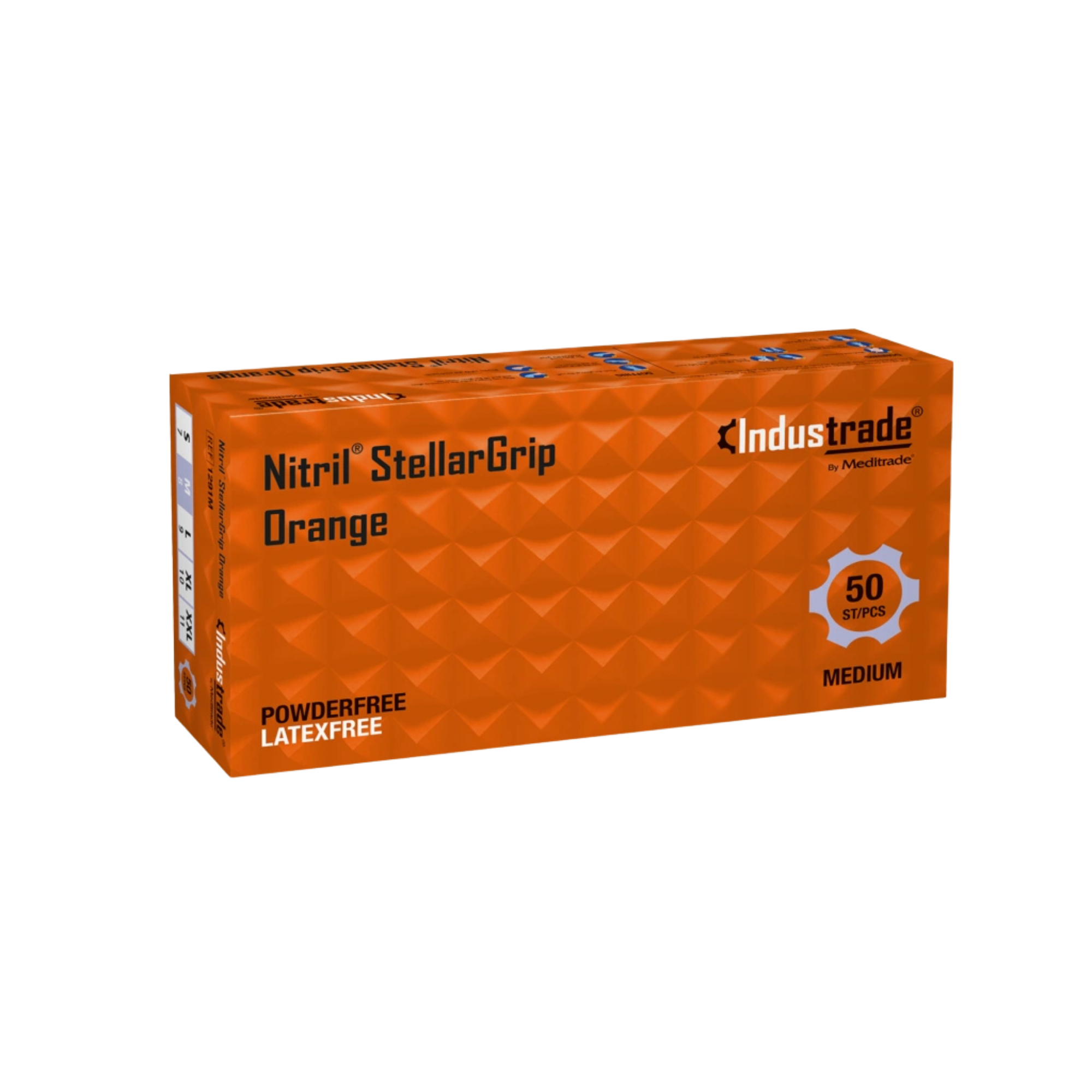 Meditrade Nitril StellarGrip Orange Schutzhandschuhe, 500er-Karton (10 x 50er-Box), PSA Klasse III - L