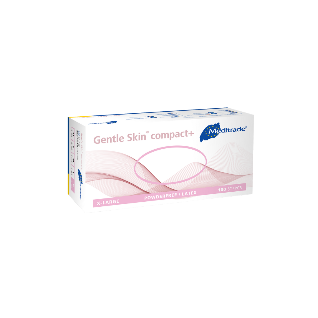 Meditrade Gentle Skin compact+ Latexhandschuhe, puderfrei, 100 Stk. - M, 1221MI