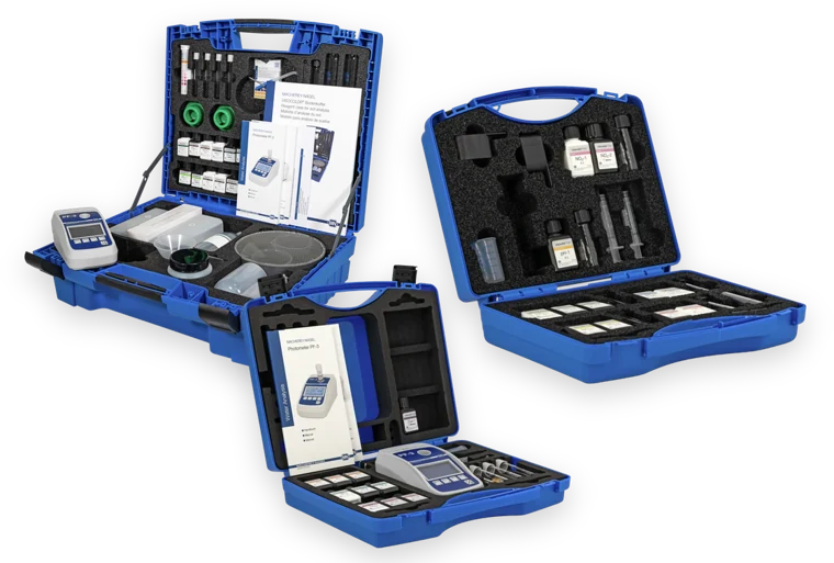 Macherey-Nagel VISOCOLOR Bodenkoffer mit PF-3 Soil, Fish Analysenkoffer und Analysenkoffer mit PF-3 Pool