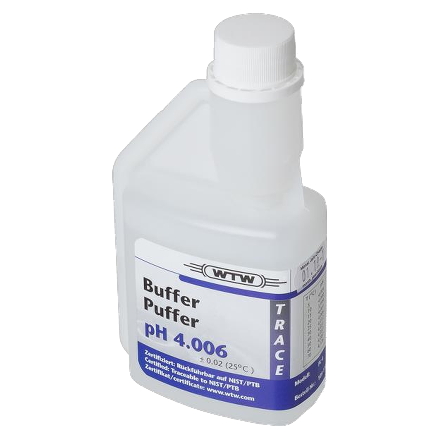 WTW Standard (DIN/NIST) Pufferlösung PL 4, pH 4,006/4,01, PTB/NIST-rückführbare Kalibrierlösung nach DIN 19266-01:2000, ± 0,02 pH, 250 ml