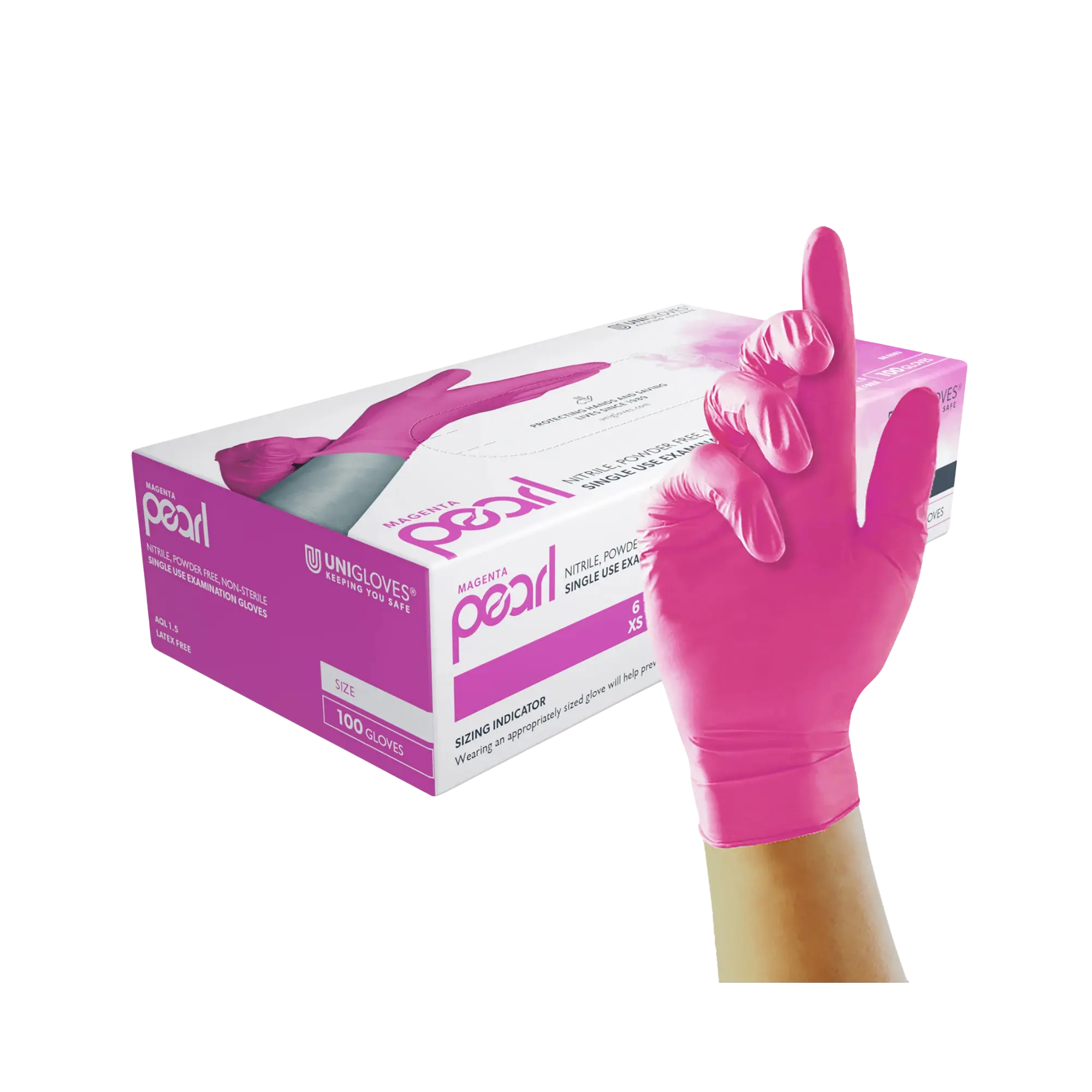 Unigloves Magenta Pearl Nitrilhandschuhe, Magenta, Puderfrei, Größe S, GP8502