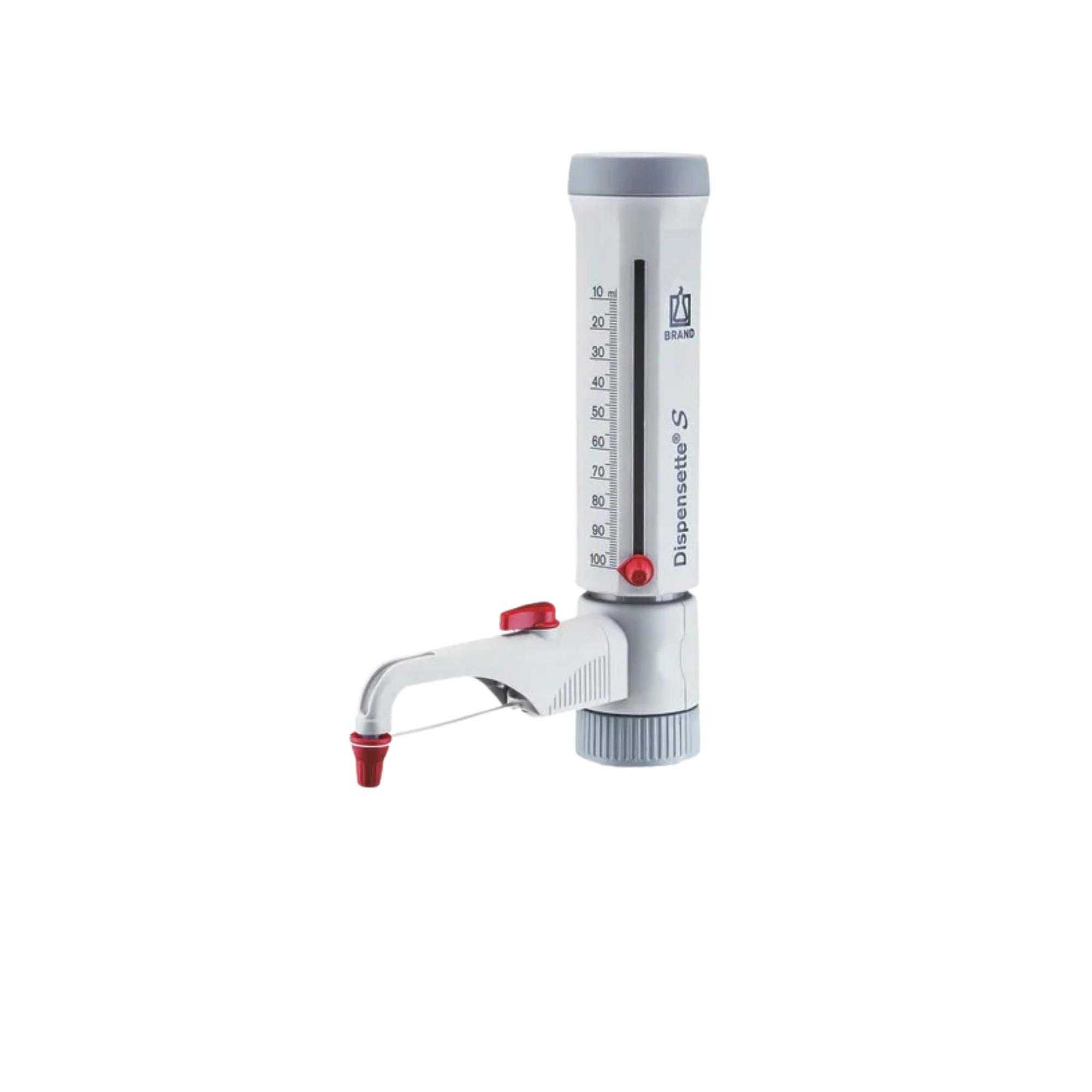 BRAND Dispensette S Analog, ohne Rückdosierventil, Flaschenaufsatz-Dispenser (0,1 – 100 ml) - 1 ml - 10 ml