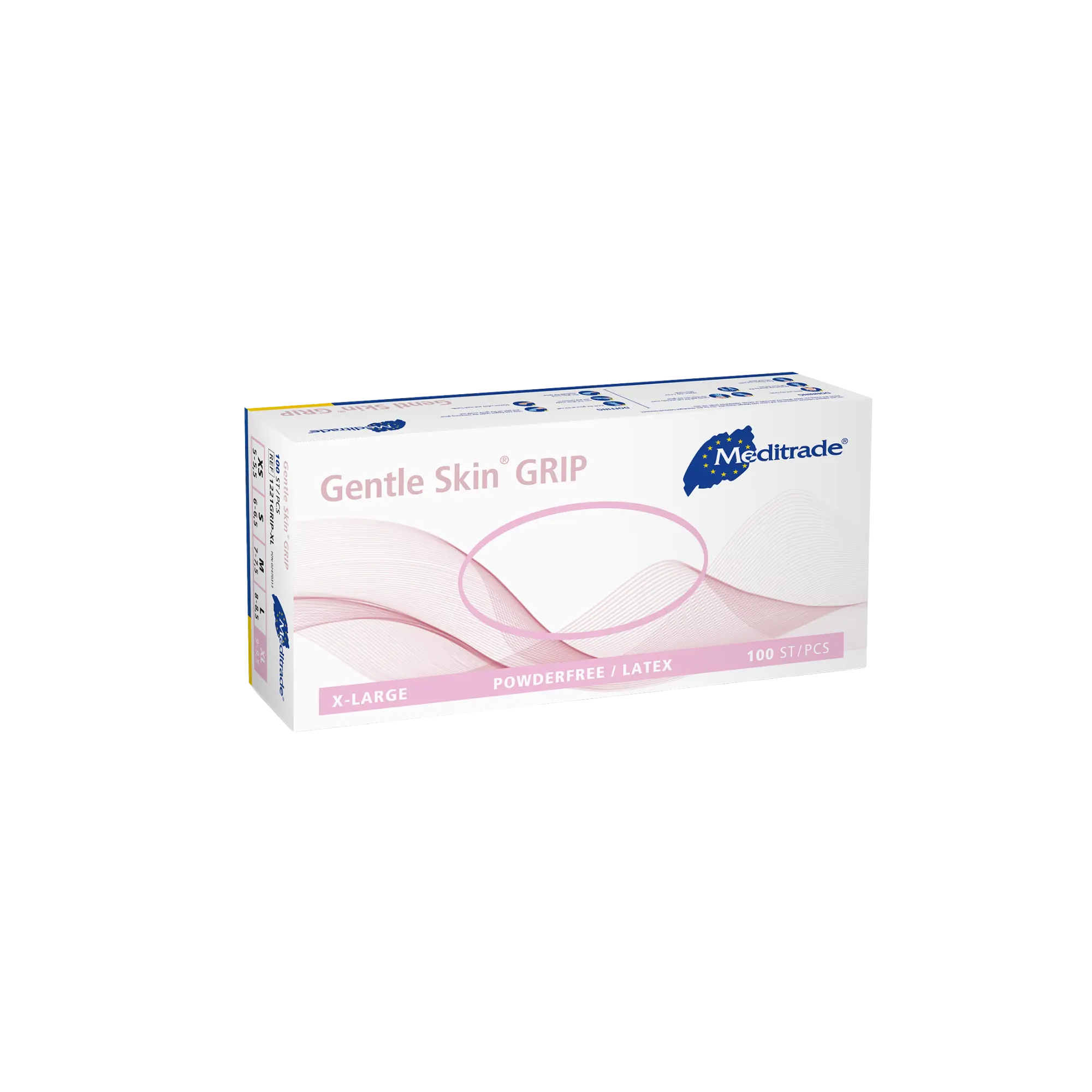 Meditrade Gentle Skin Grip, Latex-Untersuchungshandschuhe, puderfrei, 100 Stück - XL, 1221GRIP-XL