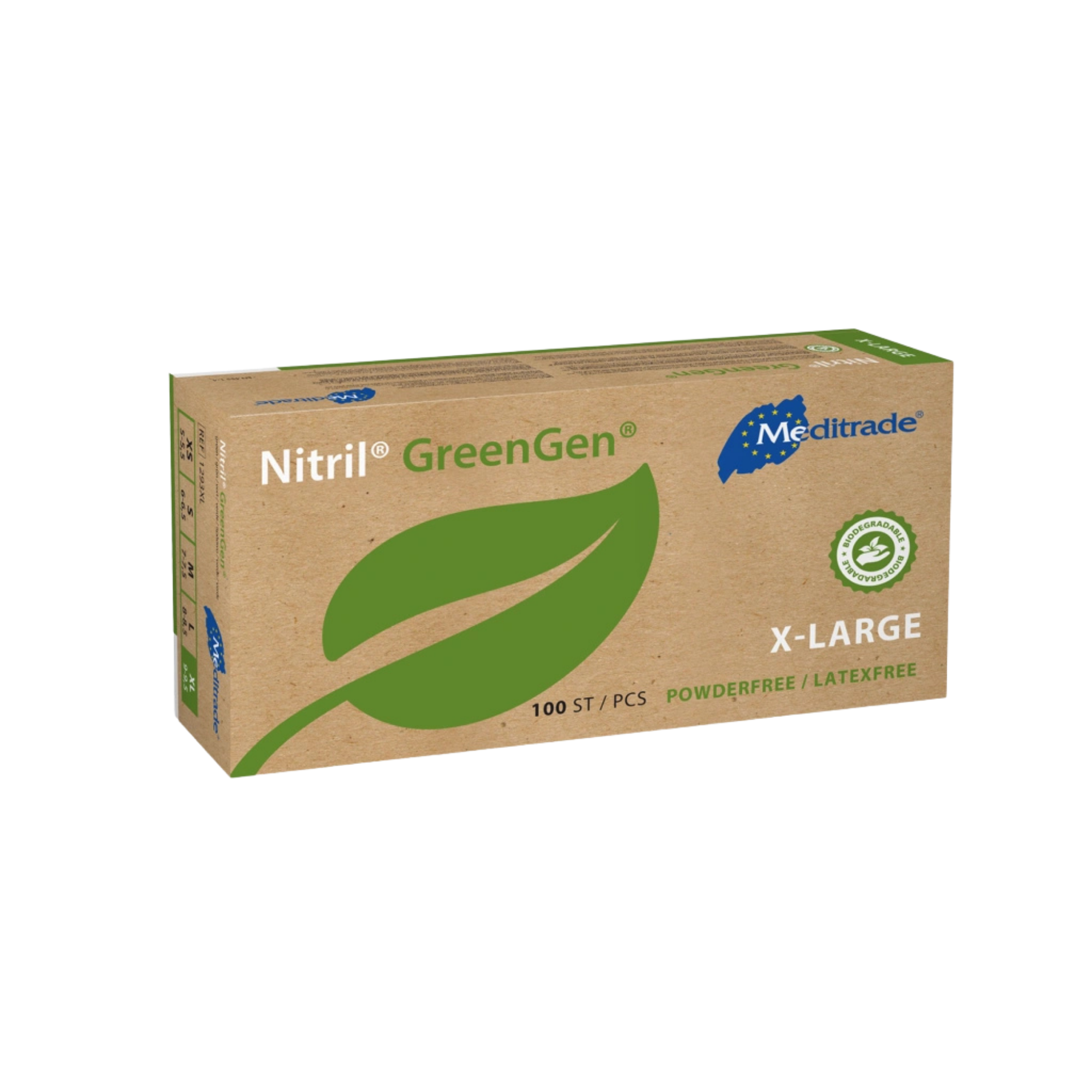 Meditrade Nitril GreenGen Untersuchungshandschuhe, grün, Karton (1.000 Stück) - XL, 1293XL