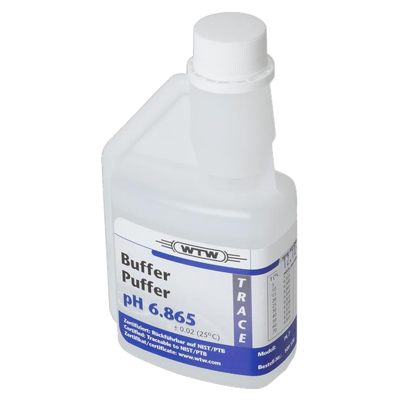 WTW Standard (DIN/NIST) Pufferlösung PL 7, pH 6,865/6,87, PTB/NIST-rückführbare Kalibrierlösung nach DIN 19266-01:2000, ± 0,02 pH, 250 ml