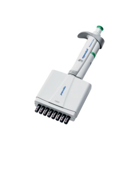 Eppendorf Research plus Mehrkanalpipette, 8-Kanal, 120-1200 µL, dunkelgrün, 3125000214, Detailansicht