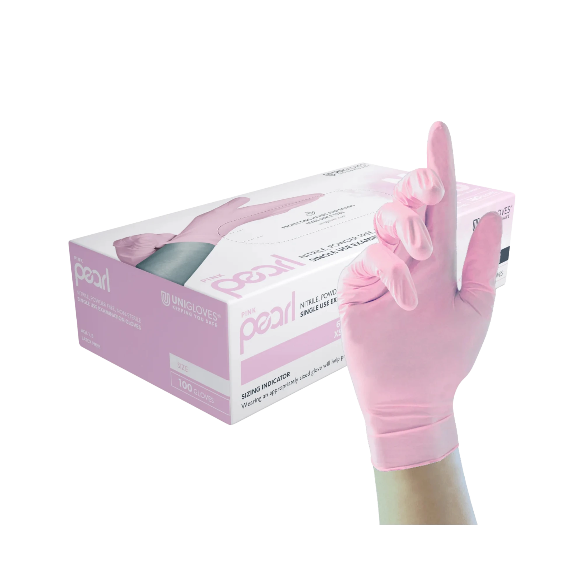 Unigloves Pink Pearl Nitrilhandschuhe, Pink, Puderfrei, Größe XS, GP0051