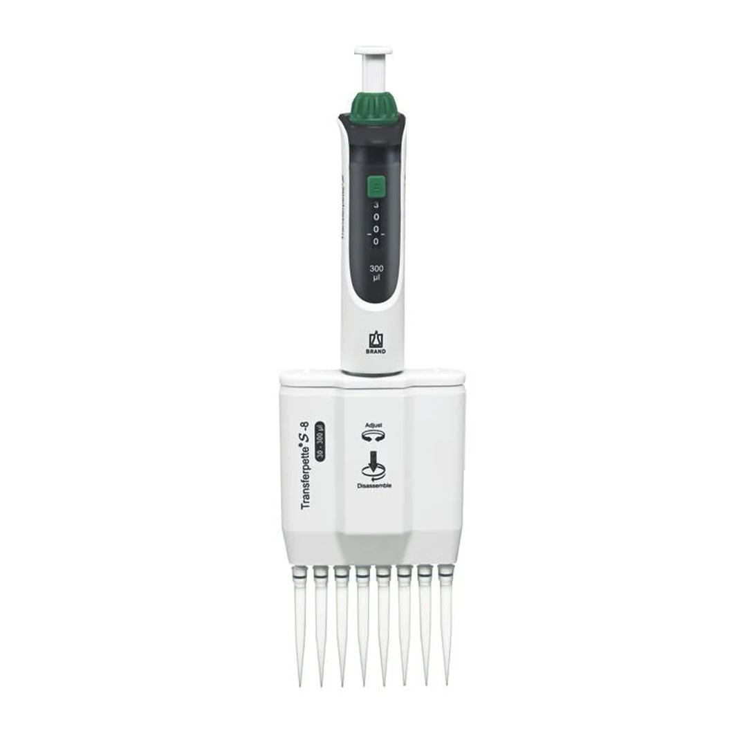 Brand Transferpette S -8 Mehrkanalpipette, 8-Kanal, 30-300 µl, DE-M, 705912, Produktansicht Brand