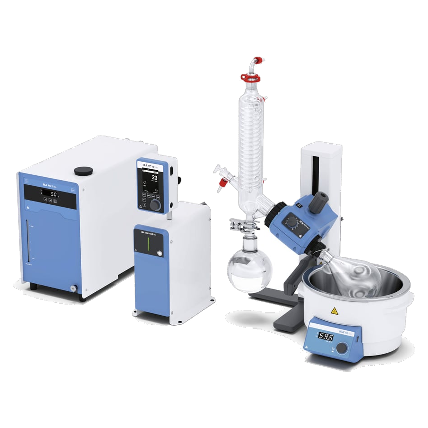 IKA RV 3 V Starter Solution Rotationsverdampfer, Komplettset mit Heizbad, Vakuumpumpe und Umwälzkühler, bis 300 rpm
