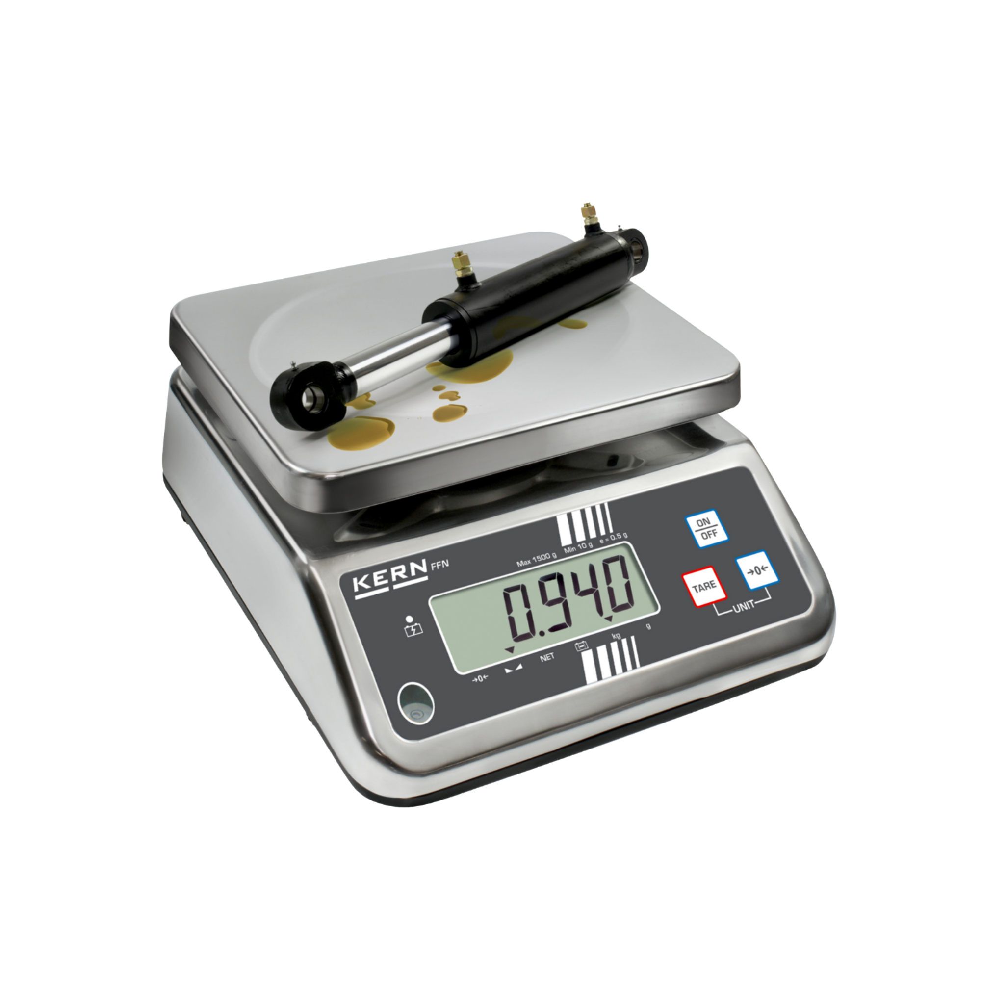 KERN IP-geschützte Tischwaage FFN 6K1IPN, Edelstahl, IP65, Wägebereich 6 kg