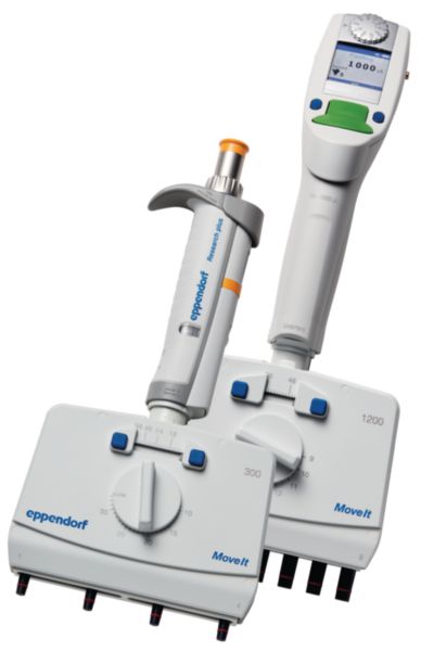Eppendorf Pipette Research plus Move It, justierbarer Konenabstand, 6-Kanal, 120 - 1200 µL, dunkelgrün, 3125000192