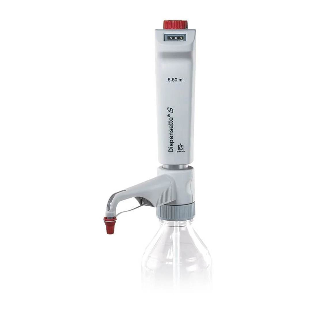 Brand Dispensette S Flaschenaufsatz-Dispenser, Digital, 5-50 ml, ohne Rückdosierventil, DE-M, 4600360, Produktansicht Brand
