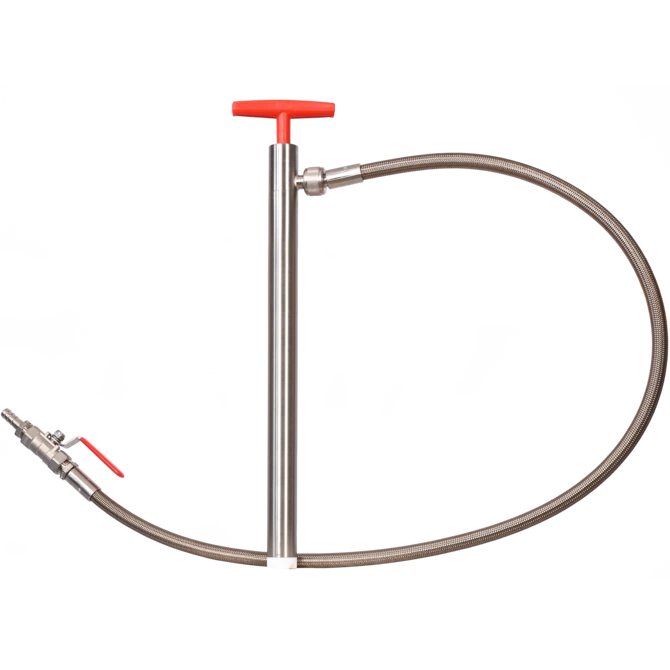 Bürkle Fasspumpe Edelstahl mit Schlauch und Hahn, 36 cm Eintauchtiefe, für Gebinde bis 30 l, 5601-0401