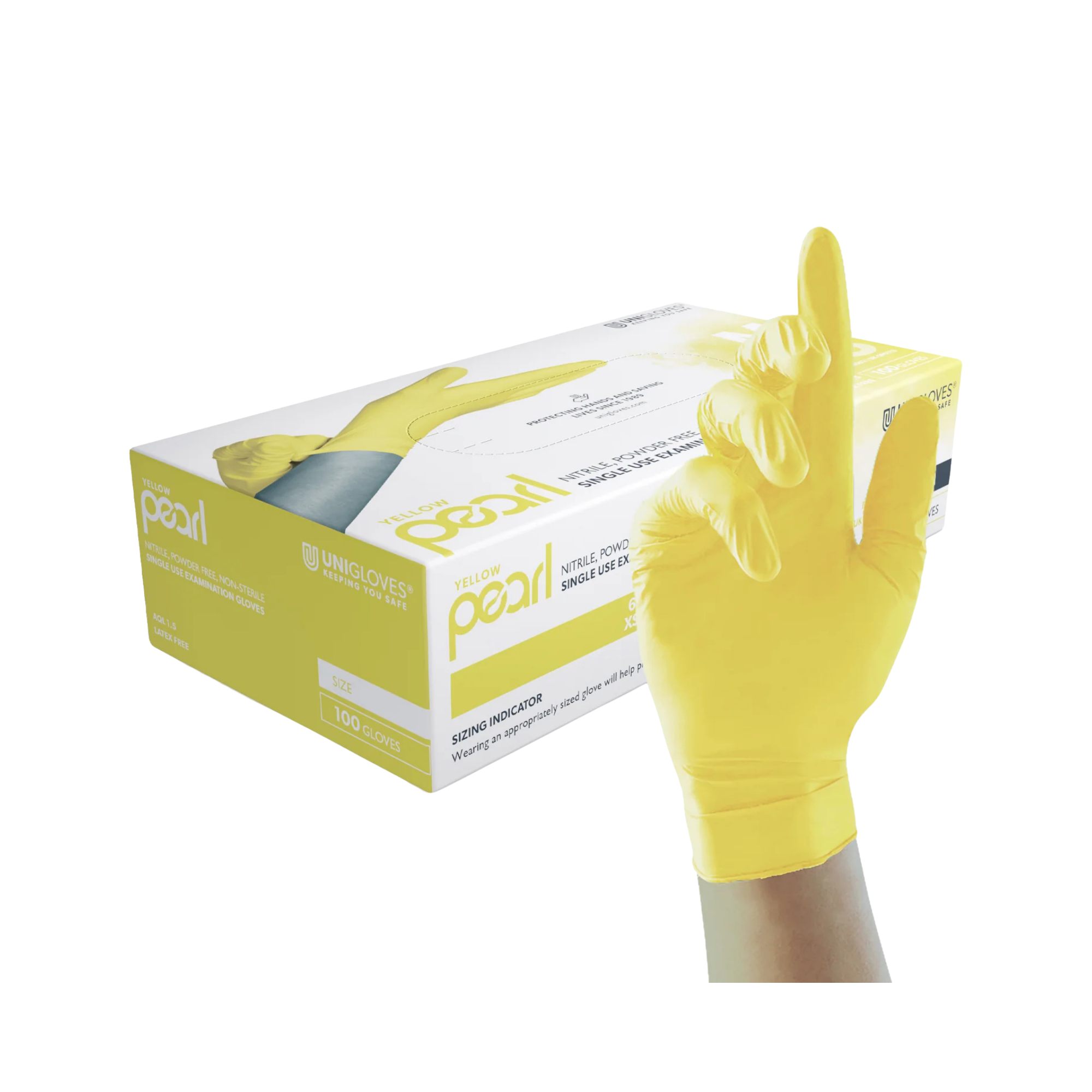 Unigloves Yellow Pearl Nitrilhandschuhe, Gelb, Puderfrei, Größe M, GP0113