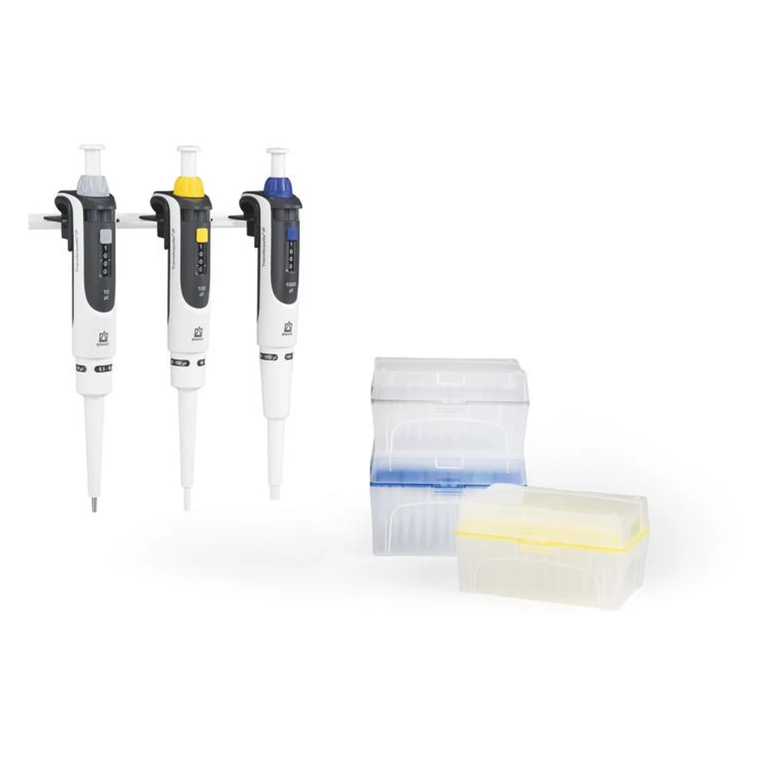 Brand Transferpette S Starter-Kit Midi, 3 Pipetten 2 µl bis 1000 µl, DE-M, 705891, Produktfamilie Brand Transferpette S Einkanal / Sets