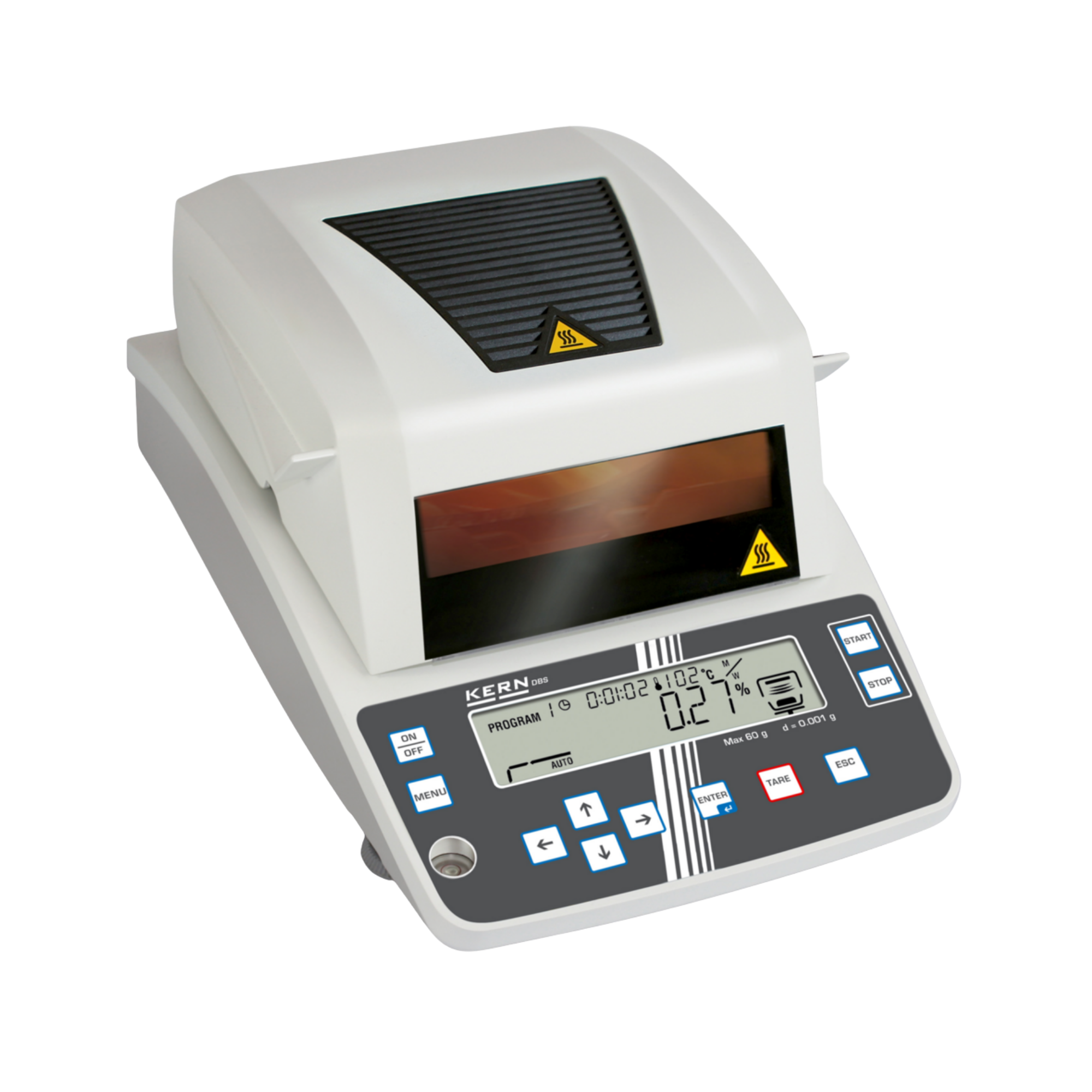 KERN DBS 60-3 Halogen-Feuchtebestimmer, 60 g / 0,001 g (0,01 %), Grafik-Display