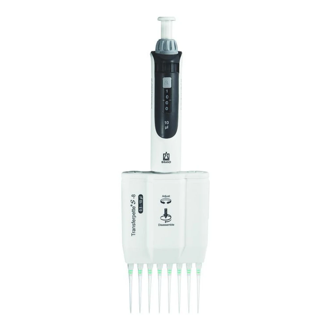 Brand Transferpette S -8 Mehrkanalpipette, 8-Kanal, 0,5-10 µl, DE-M, 705900, Produktansicht Brand