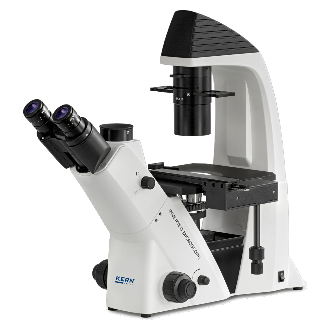 Kern OCM 161 Inversmikroskop, Trinokular, Halogen-Durchlicht, 10x-40x