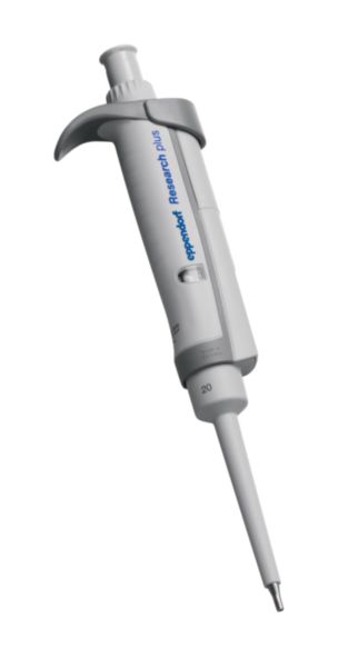 Eppendorf Pipette Research plus G, Einkanal, variabel, 2 - 20 µL, hellgrau, epT.I.P.S.-Box, 3123000098