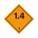Gefahrgutetikett Klasse 1.4 (Geringe Explosionsgefahr), 100 x 100 mm, Folie, Rolle à 1.000 Stk.