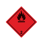 Gefahrgutetikett Klasse 2.1 (Entzündbare Gase), 100 x 100 mm, Folie, Rolle à 1.000 Stk.