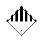 Gefahrgutetikett Klasse 9 (Verschiedene gefährliche Stoffe), 100 x 100 mm, Folie, Rolle à 1.000 Stk.